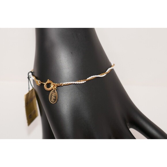 Hobe Gold Tone & White Twisted 6.5" Chain Bracelet RARE - Picture 3 of 8